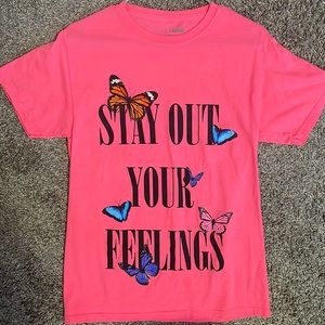 “stay out your feelings” butterfly top